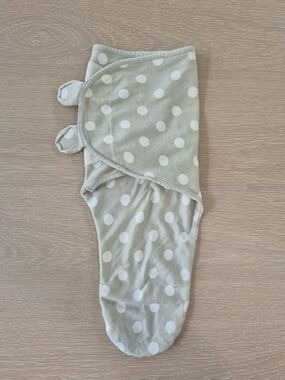 Polka Dot Baby Swaddle in Light Sage - Unbranded